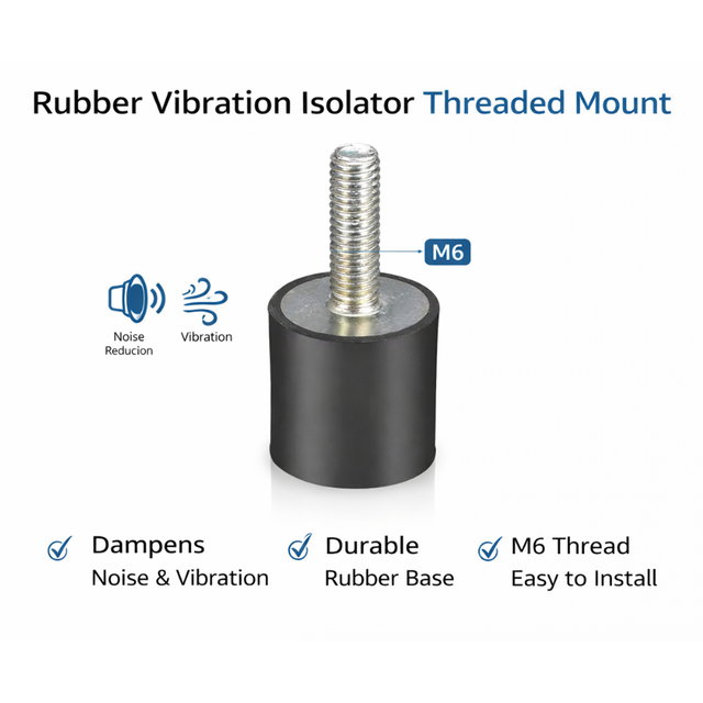 M6 Male Rubber Vibration Isolator Mounts,20mm*20mm Silentblock Car Boat Bobbins, Anti Vibration Rubber Shock Absorber with Stud