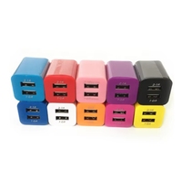 Pengisi Daya Dinding USB 5V 1A 2 Port, Adaptor Perjalanan Pengisian Cepat