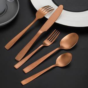 Juego de cubiertos de acero inoxidable de 5 piezas con mango cuadrado y revestimiento de titanio, duradero, para cocina occidental, uso doméstico y hotelero - Product Image 5