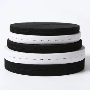 Wholesale garment custom colored button hole Knitting Elastic Tape Band Elastic Webbing