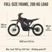 Moto tout-terrain électrique pour jeunes, 8000W, moteur central, batterie lithium 72V, légère et agile, pour le cross
