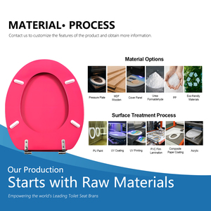 Asiento de Inodoro de Madera Moldeada Rosa MDF, Asiento de Baño Rosa de Cierre Suave, Ajuste <span class=keywords><strong>Universal</strong></span>, Cubierta de Asiento de <span class=keywords><strong>WC</strong></span>, <span class=keywords><strong>Tapa</strong></span> de Inodoro para Baño Familiar - Product Image 4