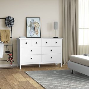 2023 nouvelle <span class=keywords><strong>commode</strong></span> pour chambre à coucher, <span class=keywords><strong>commode</strong></span> blanche moderne avec tiroirs profonds, <span class=keywords><strong>commode</strong></span> <span class=keywords><strong>double</strong></span> à 6 tiroirs avec boutons noirs et bois massif - Product Image 4
