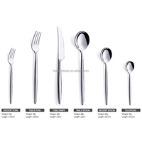 Ensemble de couverts de luxe léger en acier inoxydable 304, finition miroir, argenté, couteau, fourchette, cuillère, vaisselle moderne pour la salle à manger