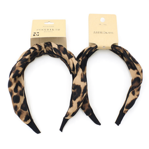 Abdkoma Fascia per capelli con stampa leopardata, stile nodo, regolabile, accessorio per capelli da donna, stile casual coreano, fiocco in poliestere - Product Image 1