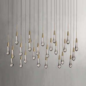 Lustre suspendu en cristal goutte de pluie nordique, moderne, pour la maison, l'îlot de cuisine, la salle à manger, en forme de gouttes d'eau linéaires - Product Image 1