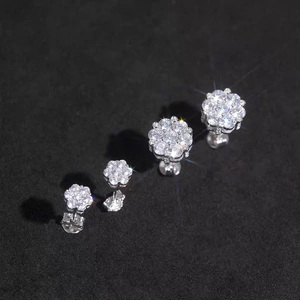 VVS Moissanite GRA certificate Flower <b>stud</b> earrings Pass diamond tester Hip hop Gold plated 925 sterling <b>silver</b> Jewelry earring - Product Image 3