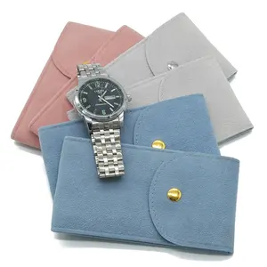 Bolsa de lujo para reloj de ante, Bolso pequeño con logotipo de terciopelo, soporte de almacenamiento para reloj, regalo, bolsa de joyería de viaje, disponible en fábrica