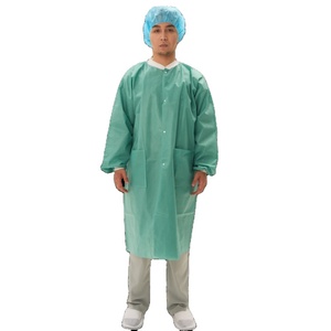 Bata de hospital PP SMS de alta calidad, proveedor de fábrica al por mayor, bata de laboratorio desechable blanca no tejida barata con buen servicio - Product Image 1