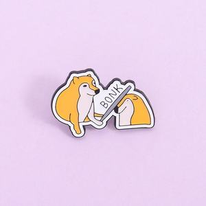 Broches de Metal con Diseño de Perro Shiba Inu <span class=keywords><strong>BONK</strong></span> Beat Amarillo, Pin de Solapa, Joyería Divertida para Regalo, Venta al Por Mayor - Product Image 1