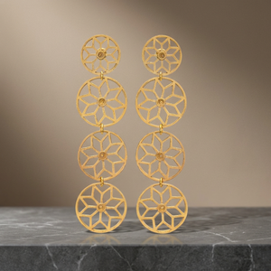 Pendientes de latón hechos a mano con piedras preciosas, estilo étnico bohemio, unisex, joyería para aniversario - Product Image 3