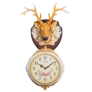 Deer Head Double-Sided Wall <b>Clock</b> Round <b>Battery</b> Powered For Home Hotel Living Room Nordic Style - Product Image 5