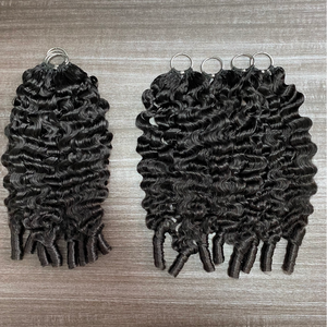 Extensioni per <span class=keywords><strong>capelli</strong></span> ricci in piuma, all'uncinetto, con nodi invisibili, per trecce, <span class=keywords><strong>capelli</strong></span> umani ricci birmani, stile Boho - Product Image 1
