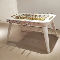 Table de baby-foot professionnelle haut de gamme en verre cristal et bois, sur pieds, sur mesure, pour centre de loisirs et salle de jeux
