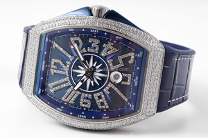 Moissanite 다이아몬드 상감 럭셔리 배럴 형 남성용 자동 기계식 시계 사파이어 크리스탈 44mm 포인터 캘린더 고무 밴드 - Product Image 5