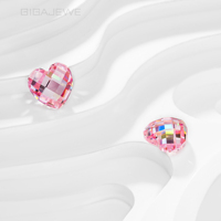 GIGAJEWE Moissanite en forme de cœur taille pixel 3,5 carats rose Sakura, qualité VVS, pierre précieuse en vrac, taille à la main, excellente qualité