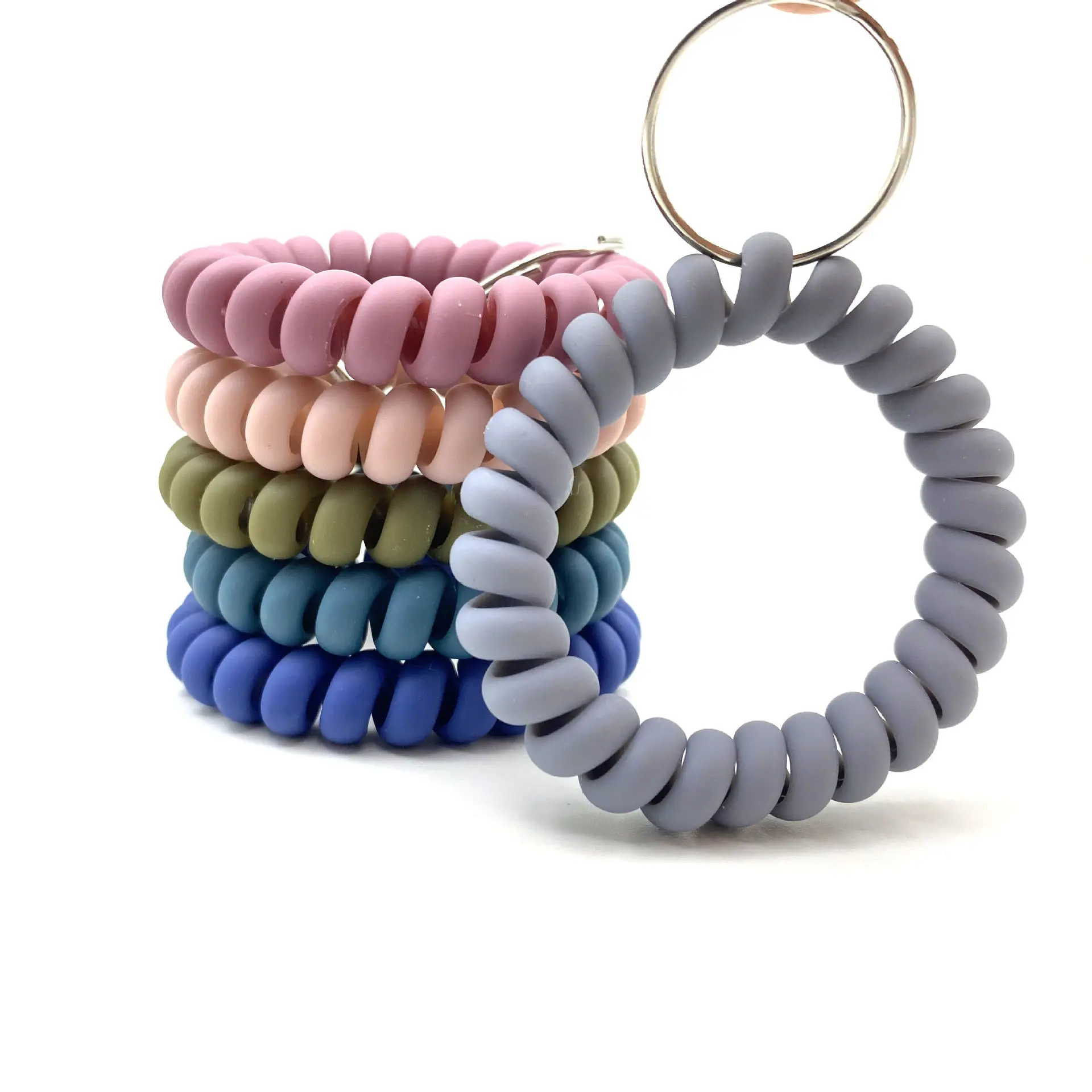 Wrist Keychain Plastic Spring Flexible Spiral Wrist Coil Stretchable band Wristlet Keychain Bracelet Key Chains