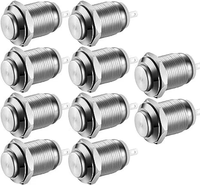 Reinicio automático de 12mm con cable normalmente abierto 65 Botón de metal impermeable Interruptor pequeño Botón de clic Inicio impermeable sin bloqueo