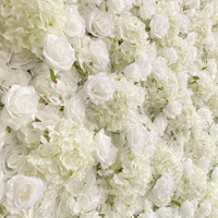 NINI Décoration murale de mariage en tissu blanc 5D/3D fait main, écologique, en soie artificielle, motif rose, pour toile de fond