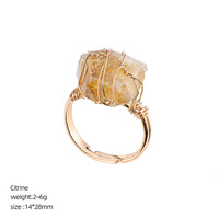 Nouvelles bagues ajustables en pierres de guérison spirituelle, améthyste naturelle, quartz rose, pierres brutes, pierres précieuses pour femmes