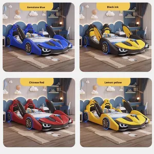 <span class=keywords><strong>Lit</strong></span> double moderne pour enfants de 1.5m <span class=keywords><strong>lit</strong></span> de voiture de sport Cool pour garçon cadre en bois massif créatif avec rembourrage en cuir <span class=keywords><strong>lit</strong></span> simple pour bébé - Product Image 5