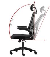 Chaise de bureau à dossier haut avec accoudoirs rabattables et amovibles, anti-collision, bords arrondis, base en métal antirouille, confort longue durée