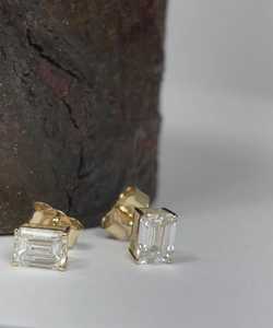 Top selling 14KT Gold Certified Octagon <b>Stud</b> Earrings in Natural/Lab Grown Gemstones/Diamonds - Product Image 4
