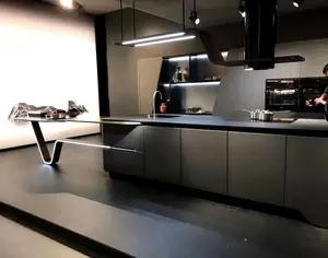 Mueble de cocina de diseño simple de aluminio personalizable, mueble de cocina abierto para estufa, 2021