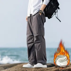 <span class=keywords><strong>Pantaloni</strong></span> Softshell dritti Casual da <span class=keywords><strong>uomo</strong></span> autunno inverno alla moda da paracadutista per escursioni all'aperto con fodera in pile - Product Image 3