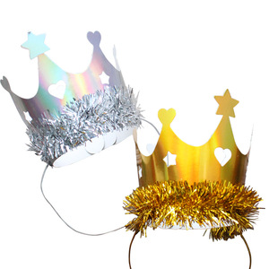 DAMAI Vente en gros de chapeaux d'anniversaire en <span class=keywords><strong>papier</strong></span> avec couronne à pompons dorés et argentés pour enfants et adultes, accessoires de décoration pour fêtes et rassemblements - Product Image 5
