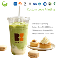 Gobelet jetable en plastique biodégradable et recyclable ZFCUP personnalisé pour café, jus, smoothies et boissons froides, 24 oz avec couvercles