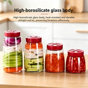 Umweltfreundliche Glas-Aufbewahrungsgläser mit Plastikdeckeln und Belüftungslöchern für Kimchi, Gelee, Honig und Lebensmittelaufbewahrung (Anpassbares Logo) - Product Image 2