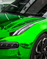 Film adhésif pour carrosserie de voiture en vinyle holographique vert chromé brillant PET, couleur changeante électro-plaquée bleu doré, auto-réparant anti-rayures