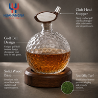Carafe à whisky artisanale sur le thème du sport, 900 ml, en forme de balle de golf, avec bouchon en forme de tête de club de golf, pour hommes