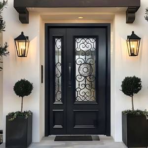 Portail de villa haut de gamme en aluminium moulé sur mesure, design embossé antivol, compatible avec la serrure intelligente, porte d'entrée premium - Product Image 1