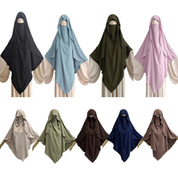 Khimar avec Cape Jazz crêpe Niqab cordes léger respirant femmes musulman dubaï robe islamique vêtements Long Hijab voile