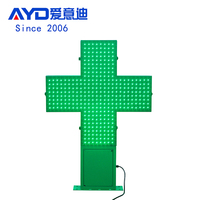 Letrero LED de Cruz de Farmacia de Color Verde Puro de 80*80cm, Luz Intermitente, Panel de Programación para Exteriores, Pantalla LED