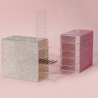 Boîte de rangement pour extensions de cils, fournitures de luxe brillantes pour salon, organisateur de cils