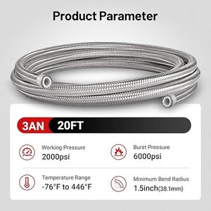 E85 AN4 AN6 AN8 AN10 AN12 AN16 PTFE топливный шланг линия E85 из нержавеющей стали Плетеный Топливный Шланг PTFE - Product Image 4