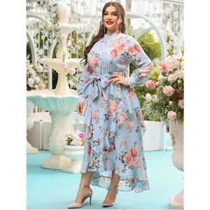 Hot Sales Elegant Long Sleeve Maxi Dress For Muslim Women Polyester Abaya Kaftan Jilbab Dubai Arab Robe Islamic For Adults