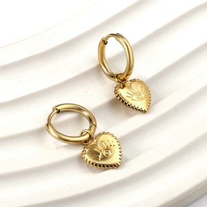 Pendientes de Joyería de Moda con Diseño de Corazón y Ojo, Chapados en Oro PVD, para Mujer - Product Image 3