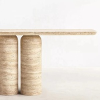 Table console moderne en travertin naturel, design épuré, pour salon et appartement - Offre spéciale