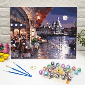 Kits de peinture sur toile DIY à l'huile, paysages urbains, faits à la main, pour adultes, personnalisables, peinture par numéros, pour la vente en gros - Product Image 1