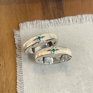 S925 Pure Silver <b>Star</b> <b>Light</b> Ink Green Diamond Ring Brushed Style Inlay Setting Fashionable Korean Trendy Personalized Design - Product Image 3
