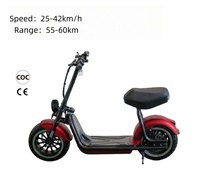 Scooter électrique Citycoco 1000W 48V 20Ah au lithium pour adultes - Modèle avec mini-siège, éclairage LED, freins à disque, autonomie de 50-60 km, affichage numérique