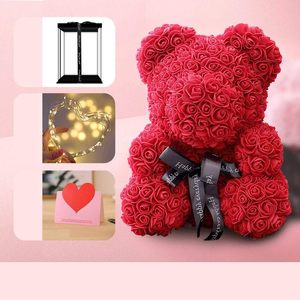 Oso de Peluche con Rosas Artificiales de 25 cm, con Caja y Luz, Regalo para Mamá, Novia, Aniversario de Boda, Cumpleaños, Día de San Valentín - Product Image 3