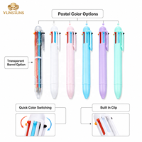 Bolígrafo Multicolor 6 en 1, Cuerpo de Plástico Transparente, Cambio Rápido de Color, Clip Portátil para Estudiantes, Material Escolar al por Mayor