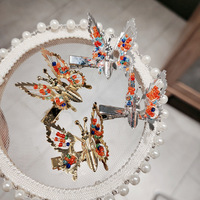 Nouvelle tendance, accessoires pour cheveux mignons et colorés, barrettes à ailes mobiles, pince à bec de canard, pince à cheveux papillon en métal doré argenté des années 90
