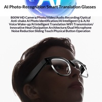 Lunettes intelligentes W630T avec caméra 8 millions de pixels, connexion Wi-Fi, enregistrement vidéo et audio, reconnaissance d'objets par IA, anti-lumière bleue, commande tactile