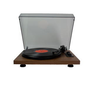 Tocadiscos con base de madera y cubierta de vidrio para uso doméstico - Product Image 4